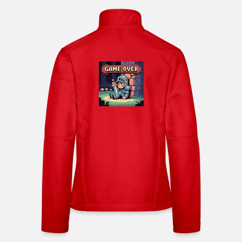 A pixel character burned by art - Women's Softshell Jacket - red