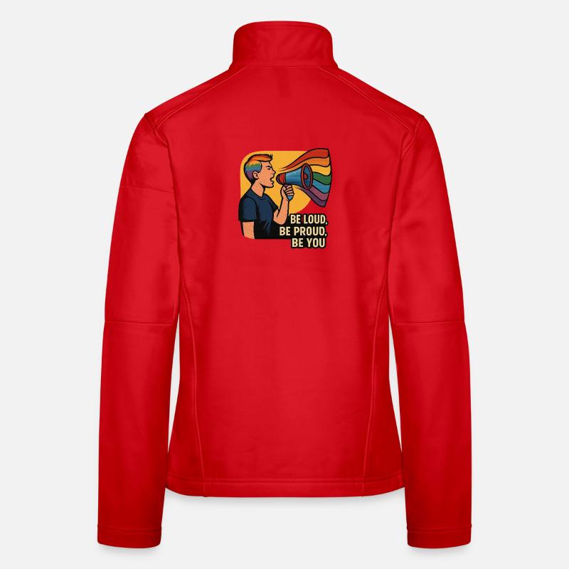 LGBTQ-Regenbogen-Megaphon-Illustration Frauen Softshelljacke