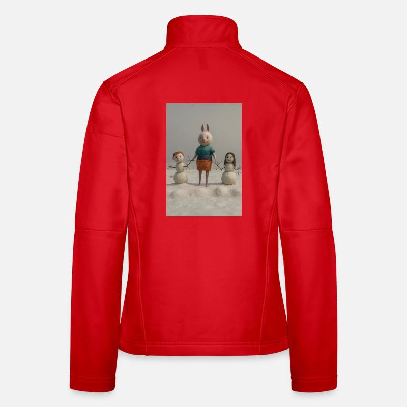 Funny Easter Bunny Family Felt Art - Women's Softshell Jacket - red