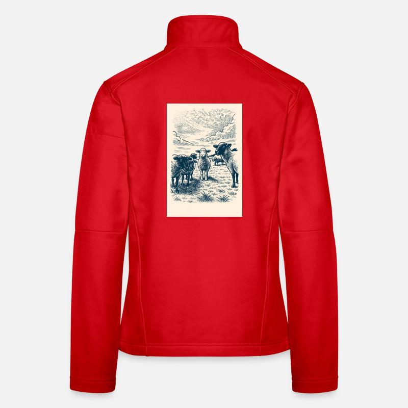 Schafherde im Weideland Frauen Softshelljacke