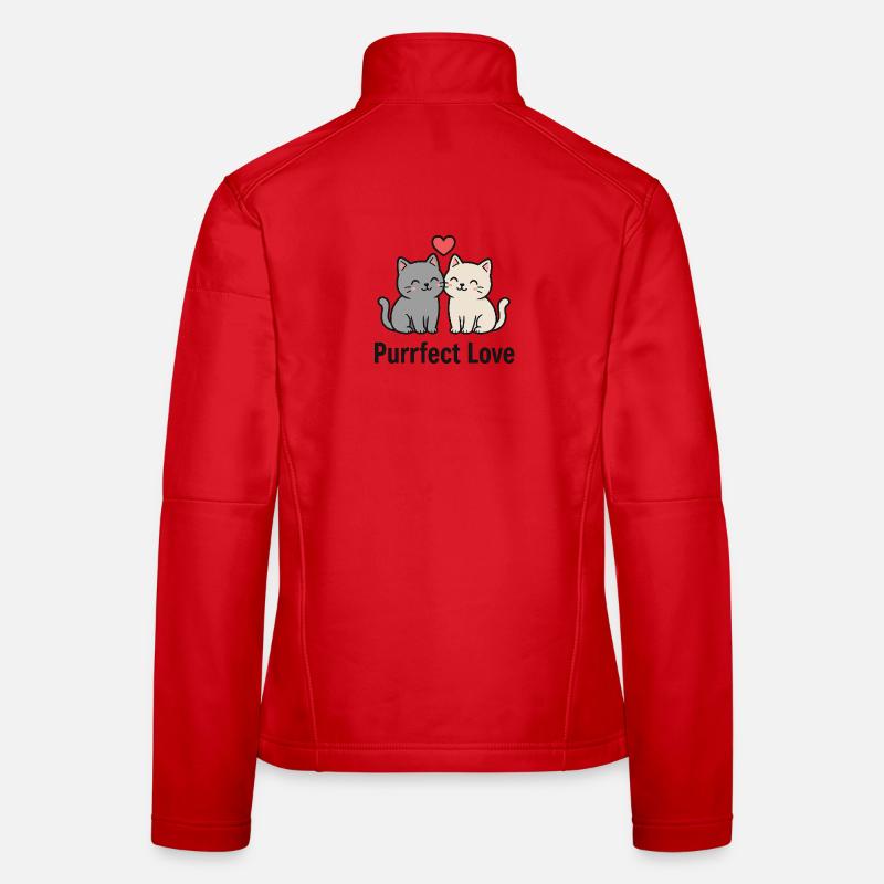 Süßes Katzenpaar mit Herz Frauen Softshelljacke