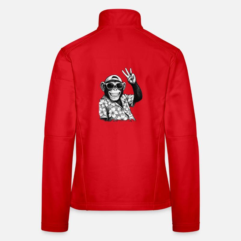 Summer Vibes - Monkey with Hawaiian Shirt and Sunglasses - Women's Softshell Jacket - red