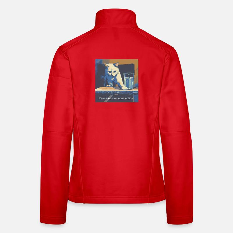 Katzenmotiv mit Friedensbotschaft - Frauen Softshelljacke - Rot
