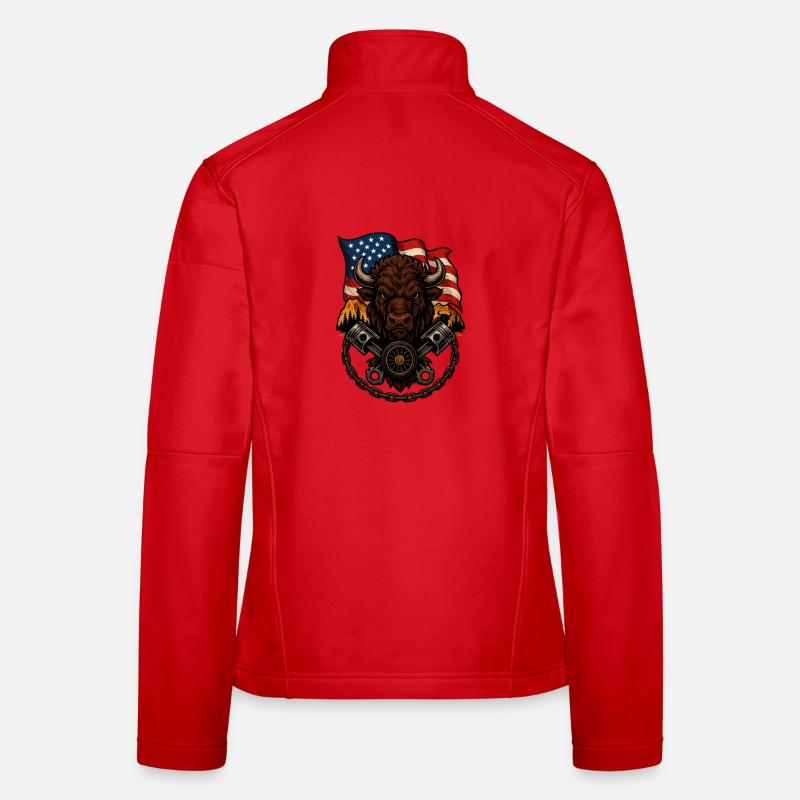 Bison Rider – Wilder Biker-Geist Frauen Softshelljacke