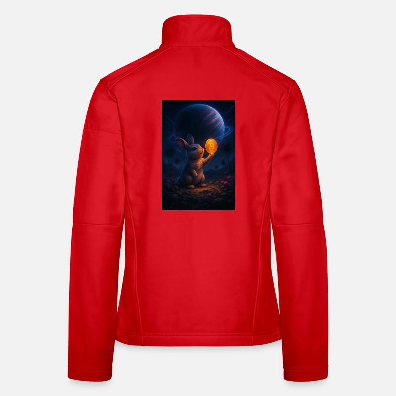 Space Bunny with Bitcoin Coin Women's Softshell Jacket