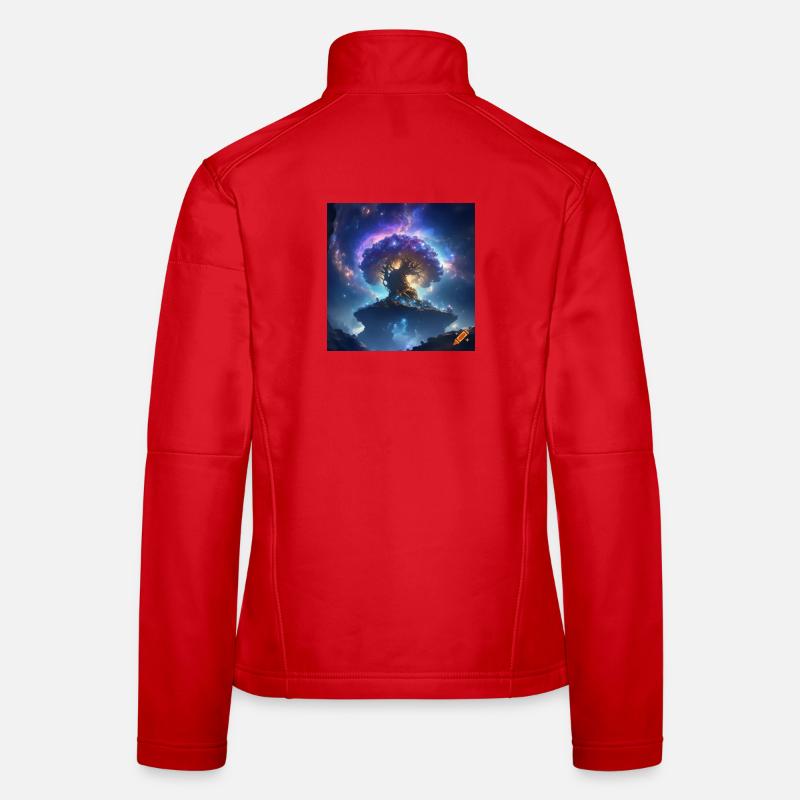 Surrealer leuchtender kosmischer Baum Frauen Softshelljacke