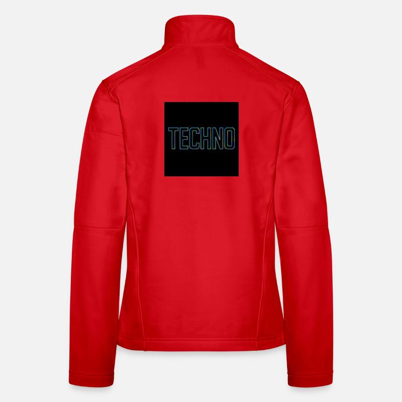 Neon Techno lettering on black Women's Softshell Jacket