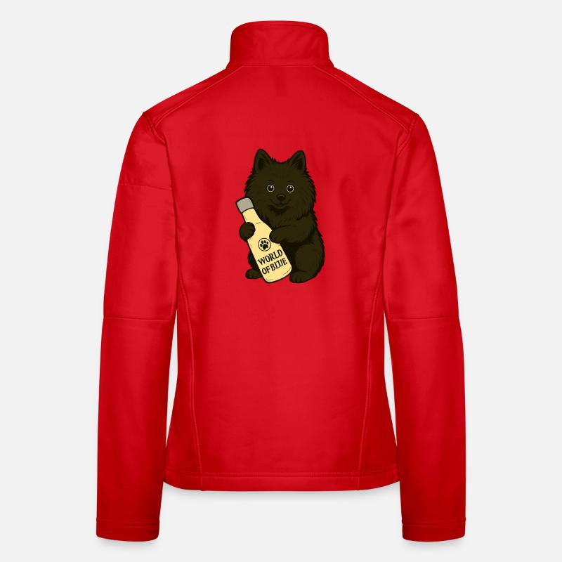 Cute Spitz (dog) with bottle - Women's Softshell Jacket - red