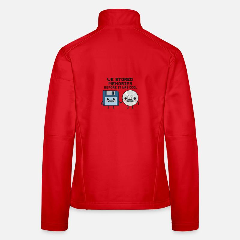 Kawaii Oldschool Tech – Floppy Disk & CD Cartoon Women's Softshell Jacket