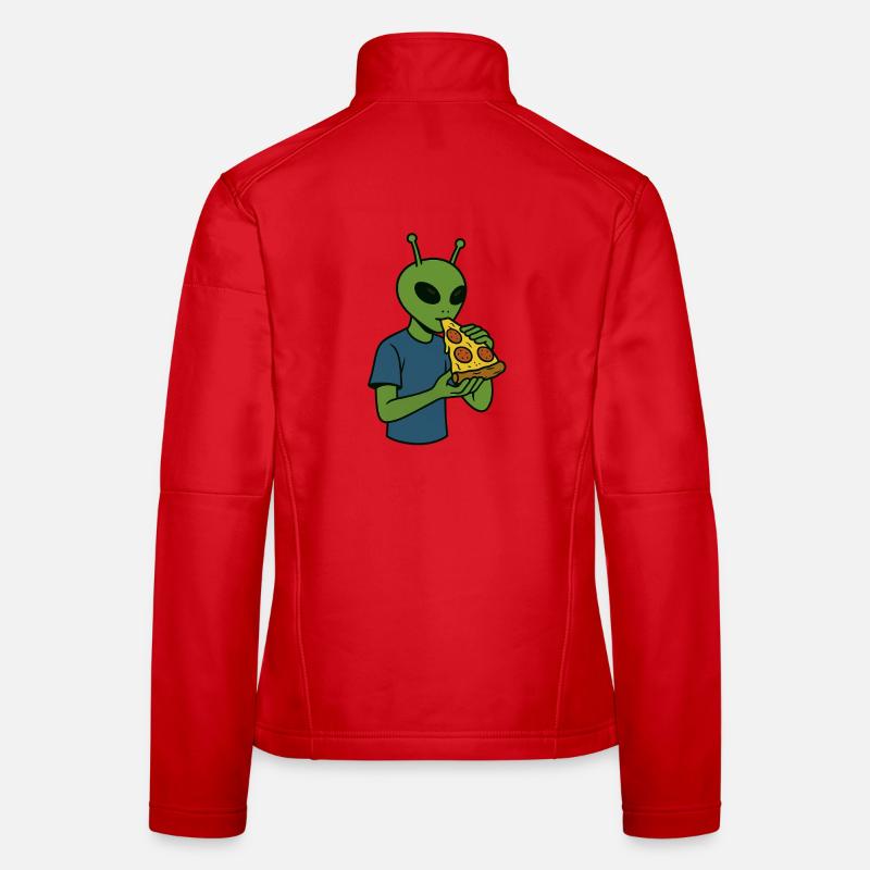 Alien with Pizza Snack Design Women's Softshell Jacket