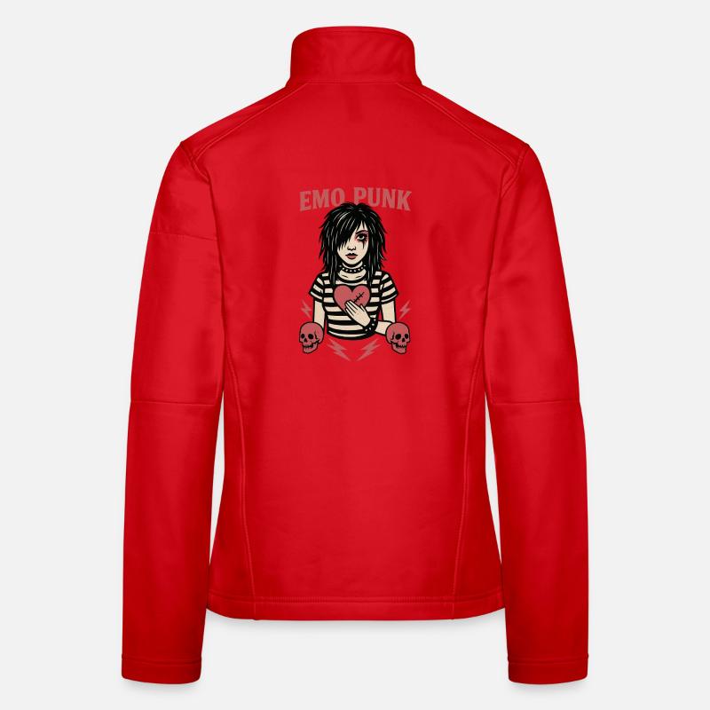 Emo punk chagrin d’amour illustration Veste en tissu softshell Femme