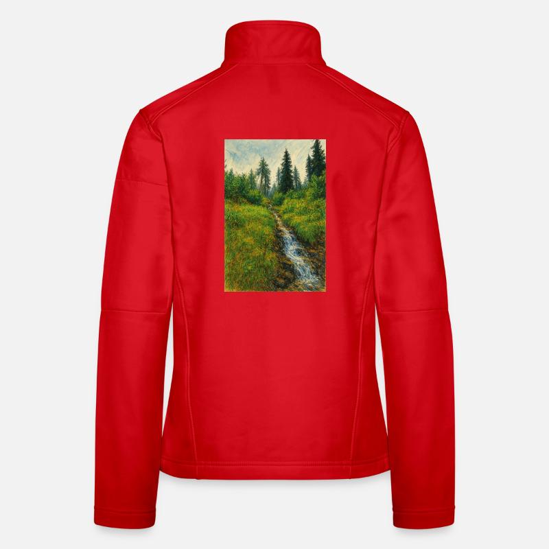 Sketchart Landschaft mit Bächlein in der Schweiz Frauen Softshelljacke