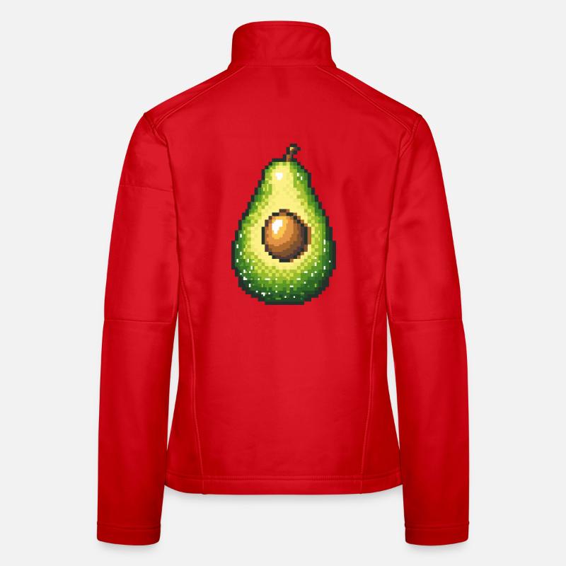 Pixel Avocado Retro Fruit Image Women's Softshell Jacket