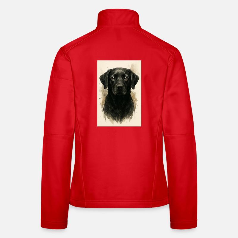 Schwarzer Hund Aquarell - Frauen Softshelljacke - Rot