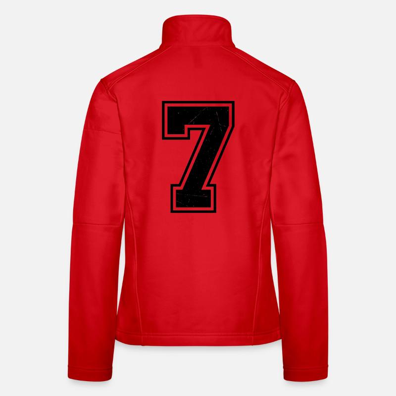 Grunge Seven Number with Scratched Texture - Women's Softshell Jacket - red