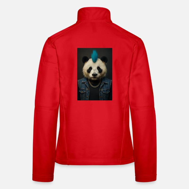 Panda Punk avec Mohawk bleu Veste en tissu softshell Femme