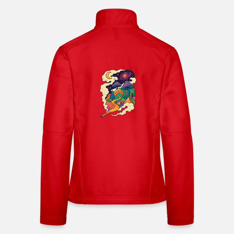 Psychedelische Pilzlandschaft Pfad Frauen Softshelljacke