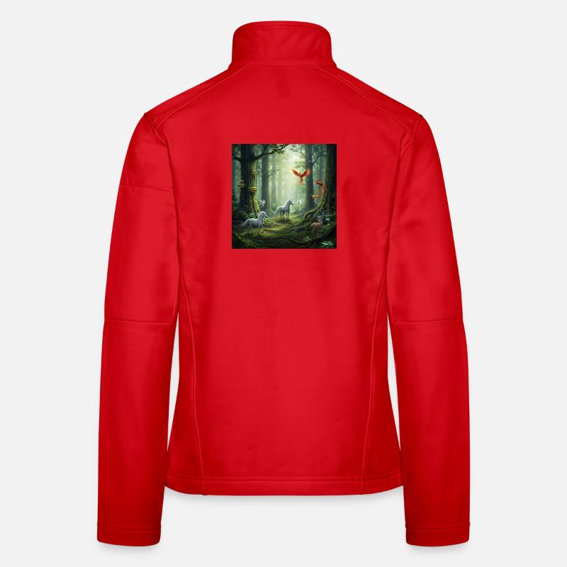 Fairytale Forest Unicorn Phoenix Scene Women's Softshell Jacket