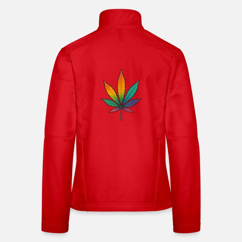 Conception de feuille de cannabis arc-en-ciel Veste en tissu softshell Femme