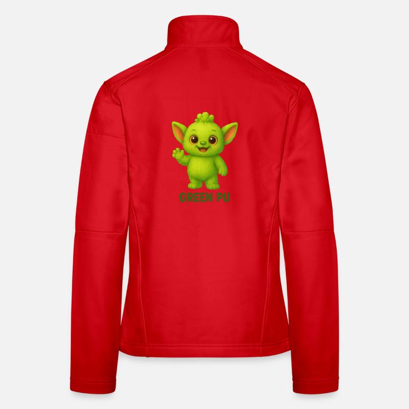 Mascotte de créature Pu verte Veste en tissu softshell Femme