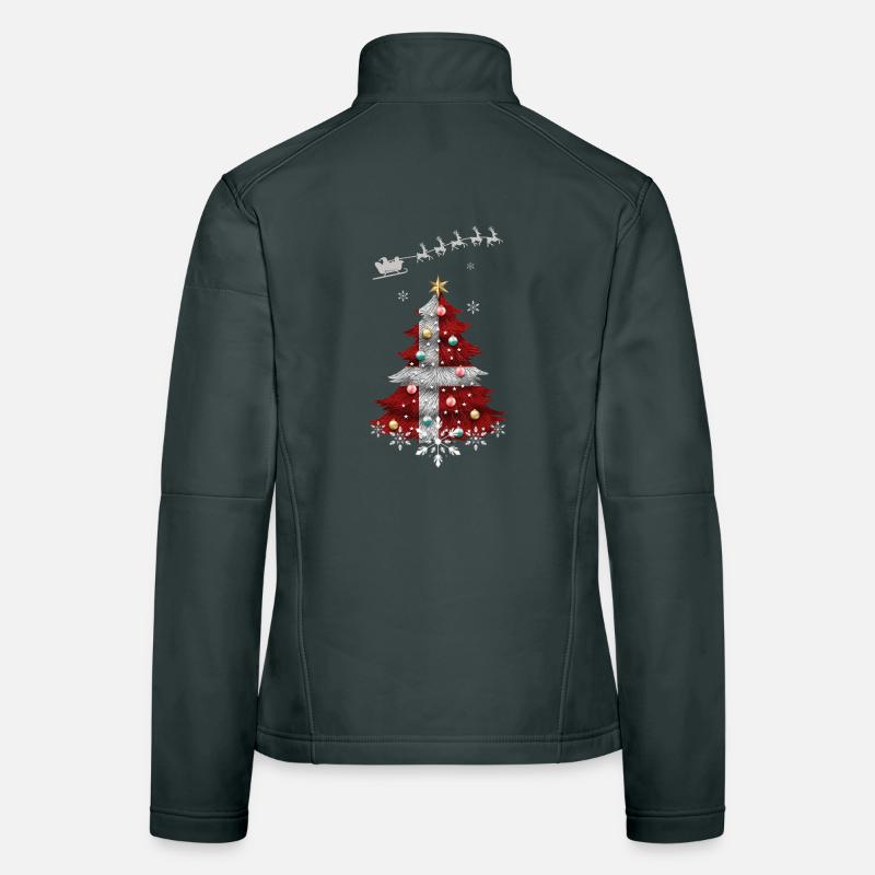 Sapin de Noël avec drapeau du Danemark Veste en tissu softshell Femme