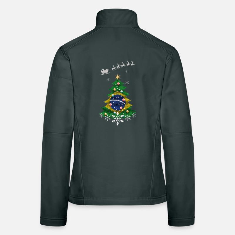 Sapin de Noël avec drapeau du Brésil Veste en tissu softshell Femme