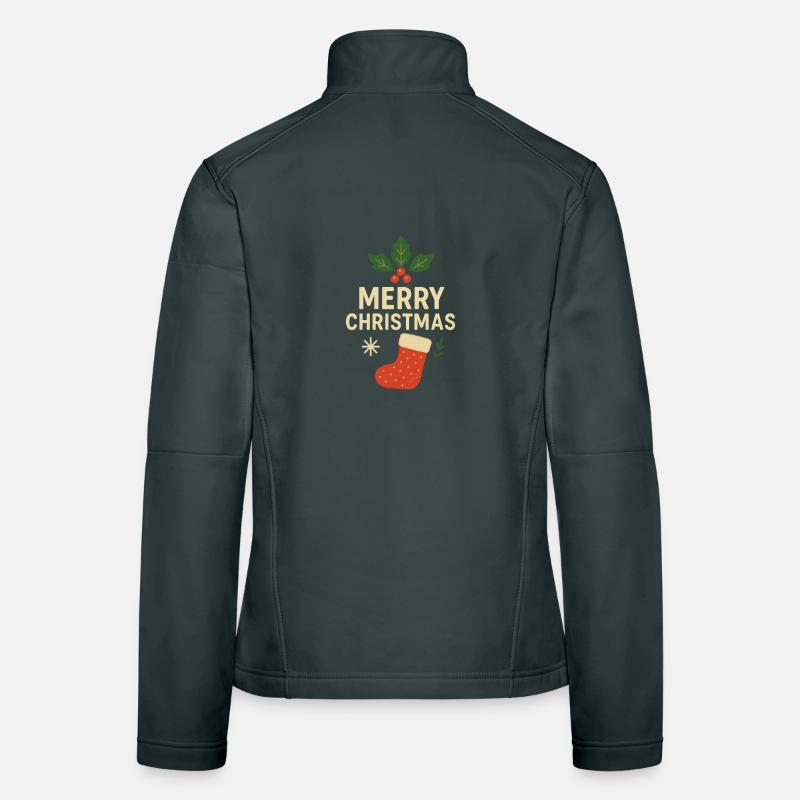 Motif de bas de Noël joyeux Veste en tissu softshell Femme