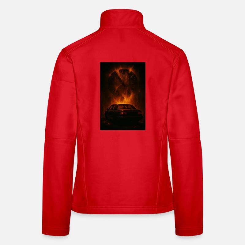 Zerfetzte Zeit: Auto im Feuer Frauen Softshelljacke