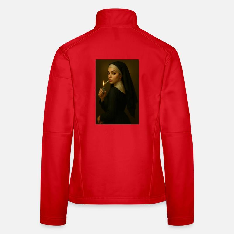 Nonne mit Feuerzeug - Frauen Softshelljacke - Rot