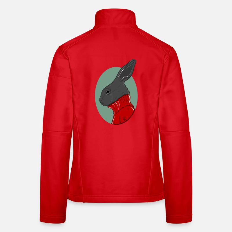 Lapin avec un pull rouge Veste en tissu softshell Femme