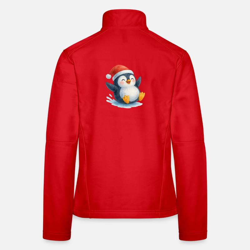 Weihnachts-Pinguin in Aquarellstil Frauen Softshelljacke