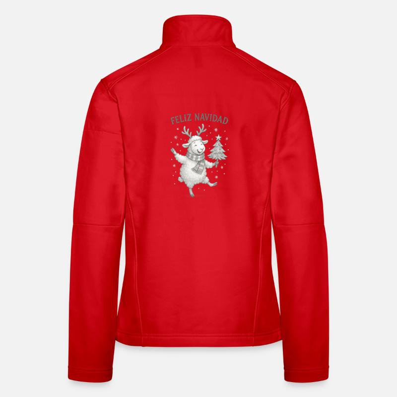 Feliz Navidad Sheep with Christmas Tree Women's Softshell Jacket