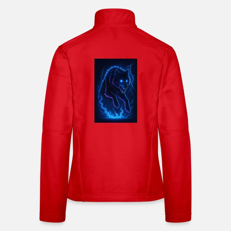 Neonwolf in Donner-Dunkelheit - Frauen Softshelljacke - Rot