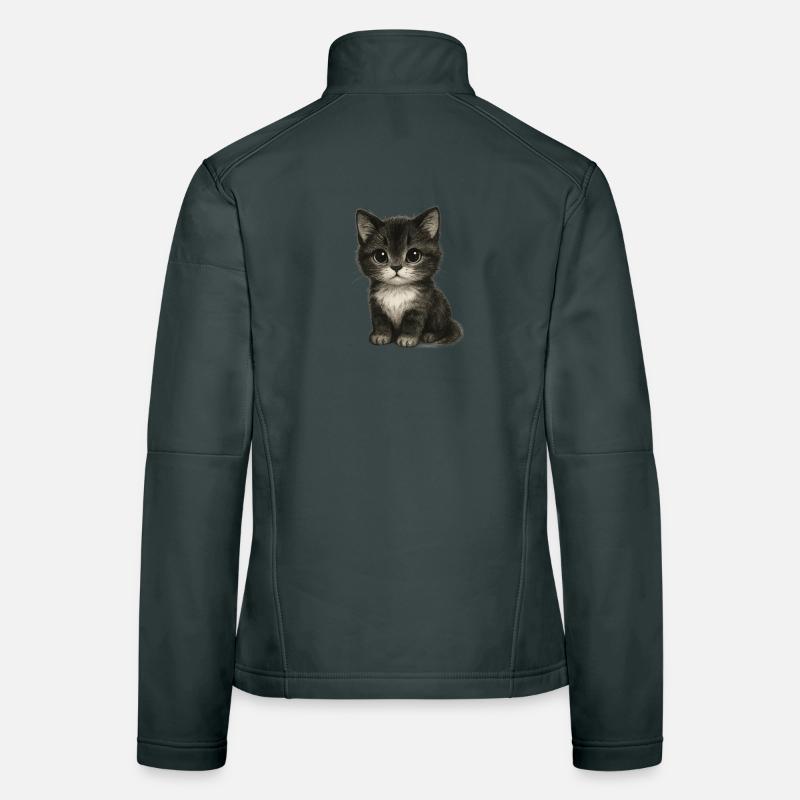 Cute kitten in cute drawing Women's Softshell Jacket