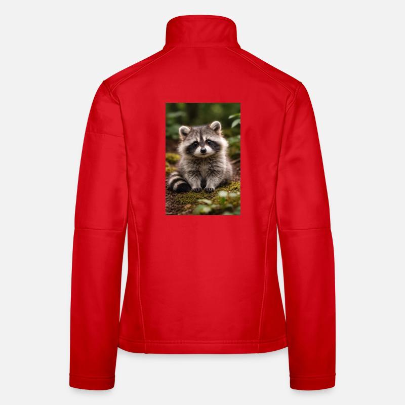 Tiny Raccoon Cub in Forest Women's Softshell Jacket