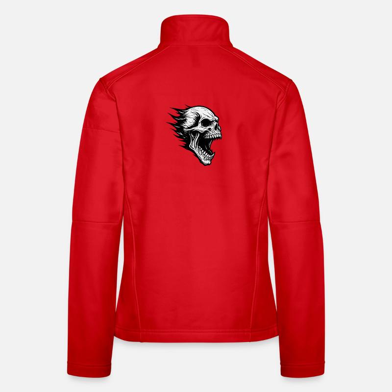 Headache at work:Flaming skull in the storm Women's Softshell Jacket