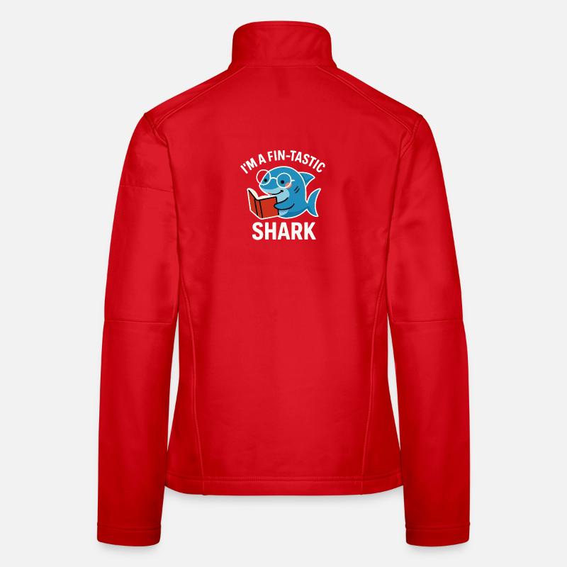 Fin-Tastic Shark liest Buch - Frauen Softshelljacke - Rot