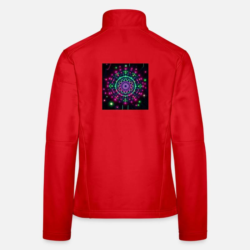 Neon Mandala Cyber-Galaxie Muster - Frauen Softshelljacke - Rot