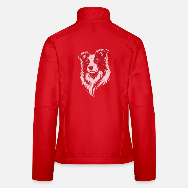 Border Collie Kopf – Minimal Line Art Frauen Softshelljacke