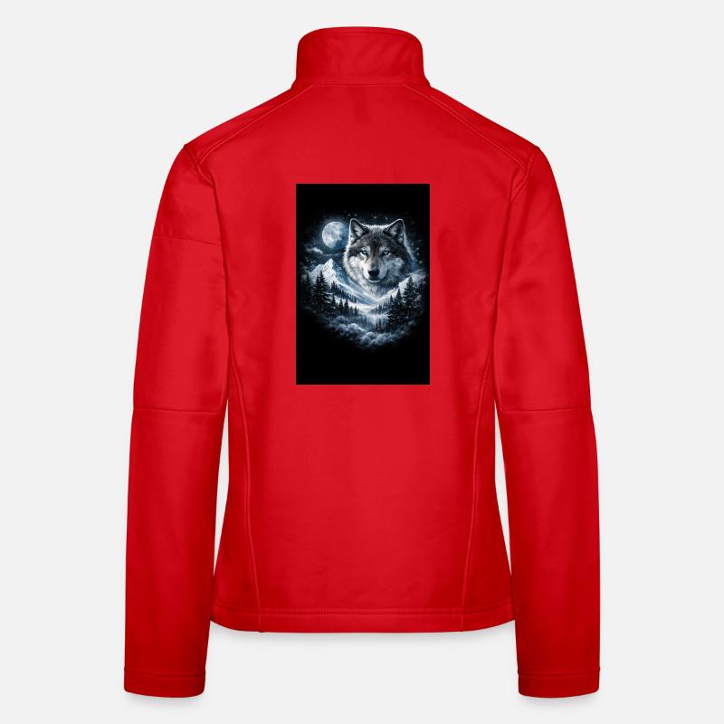 Mondwolf über Schneelandschaft Frauen Softshelljacke