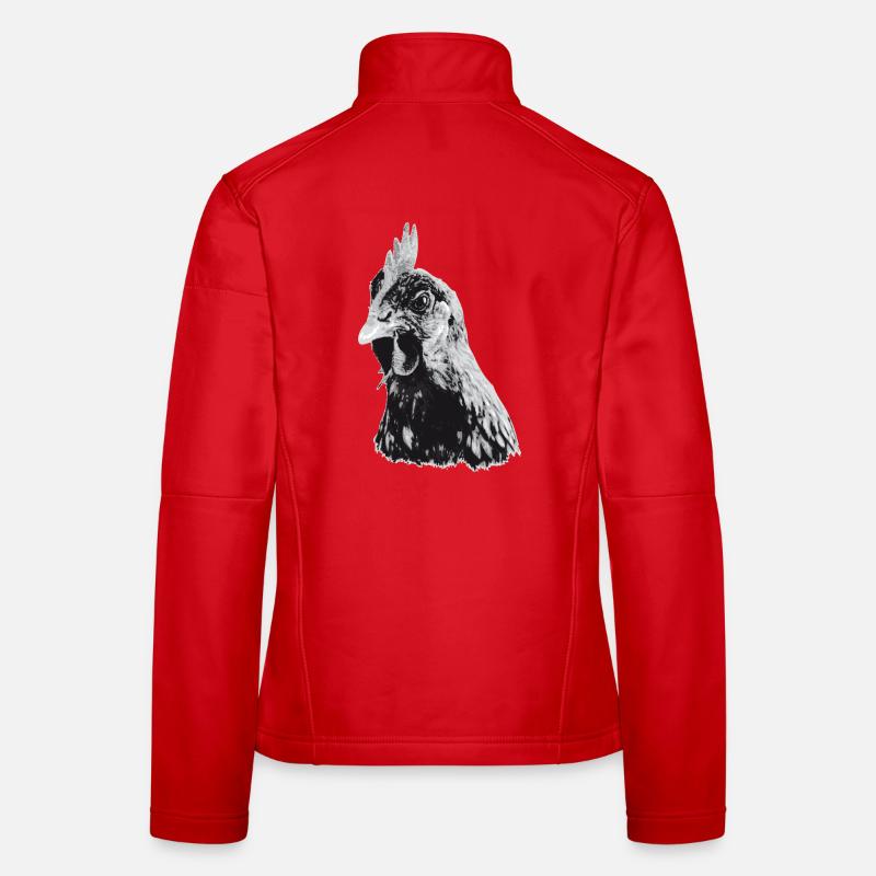Fans de poulet - Coq - Coq - Poulet fleur - Bio Veste en tissu softshell Femme