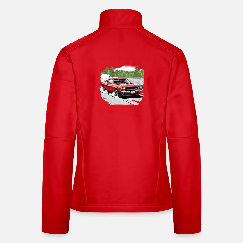 Drift de voiture classique en rouge Veste en tissu softshell Femme
