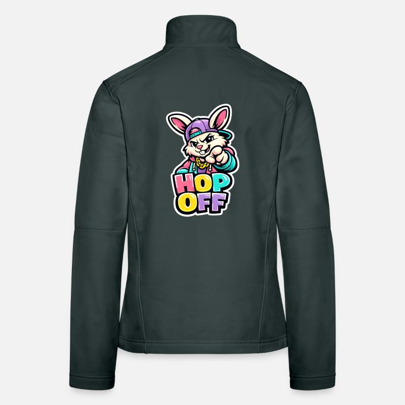 Cool Easter Bunny Hop Off Women's Softshell Jacket