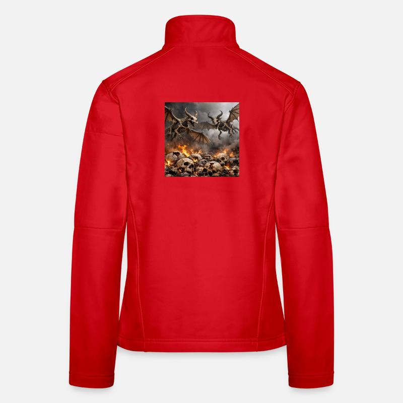 Skeleton Dragons in Flames Women's Softshell Jacket