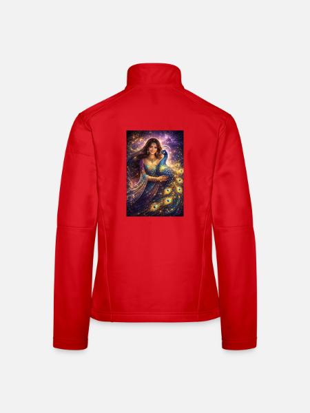 Mystische Indische Frau mit Pfau - Frauen Softshelljacke - Rot - Hinten