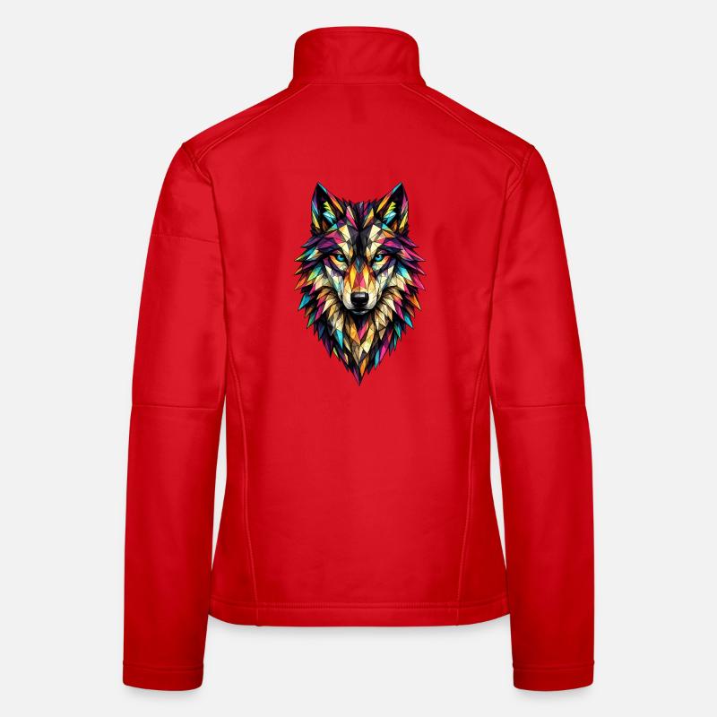 Color Geometric Wolf - Women's Softshell Jacket - red