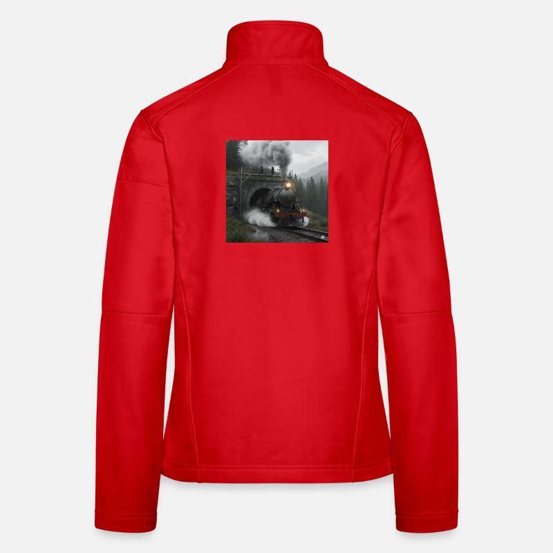 Train à vapeur à travers la forêt au tunnel Veste en tissu softshell Femme