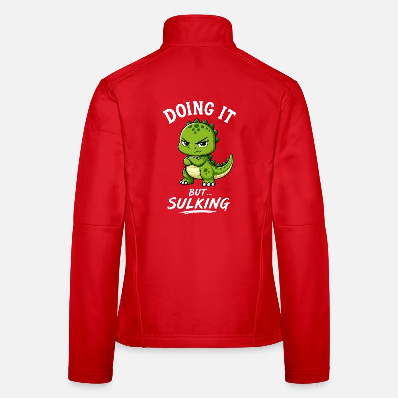 Grumpy T-Rex Cartoon Funny Animals Cute Women's Softshell Jacket
