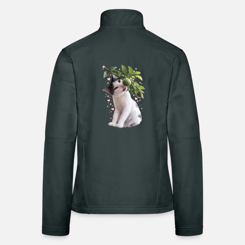 Chat curieux avec du tilleul sur une branche Veste en tissu softshell Femme