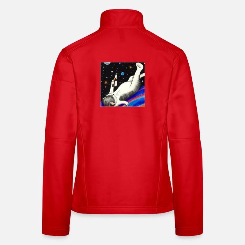 Drunk cat in space. Women's Softshell Jacket